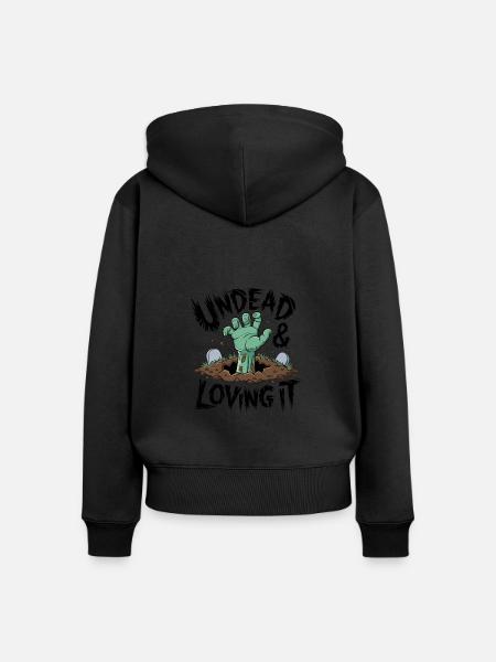 Zombie-Hand - Undead & Loving It - Frauen Premium Bio Zip Hoodie - Schwarz