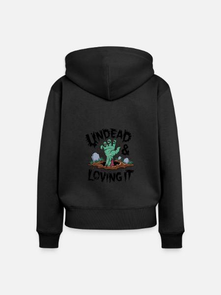 Zombie-Hand - Undead & Loving It - Frauen Premium Bio Zip Hoodie - Schwarz