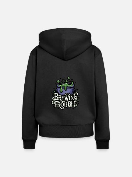 Hexenkessel – Brewing Trouble - Frauen Premium Bio Zip Hoodie - Schwarz