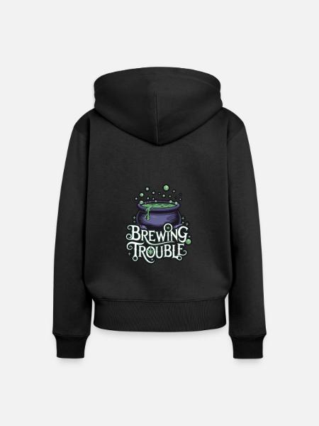 Hexenkessel – Brewing Trouble - Frauen Premium Bio Zip Hoodie - Schwarz