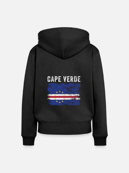 Kapverdische Flagge Distressed - Frauen Premium Bio Zip Hoodie - Schwarz