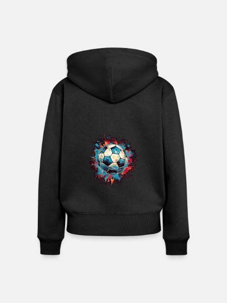 Fußball Ball - Frauen Premium Bio Zip Hoodie - Schwarz