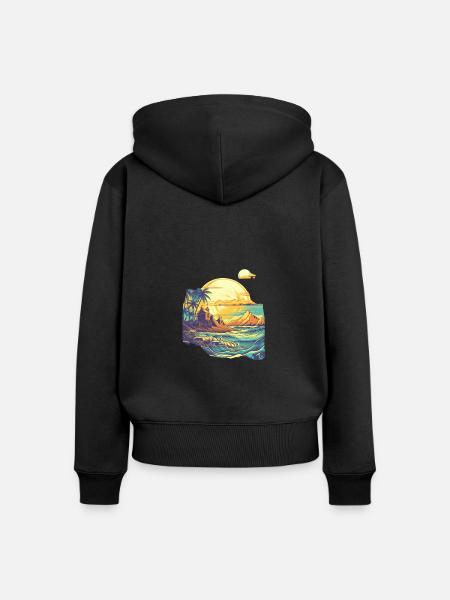 Strand - Frauen Premium Bio Zip Hoodie - Schwarz