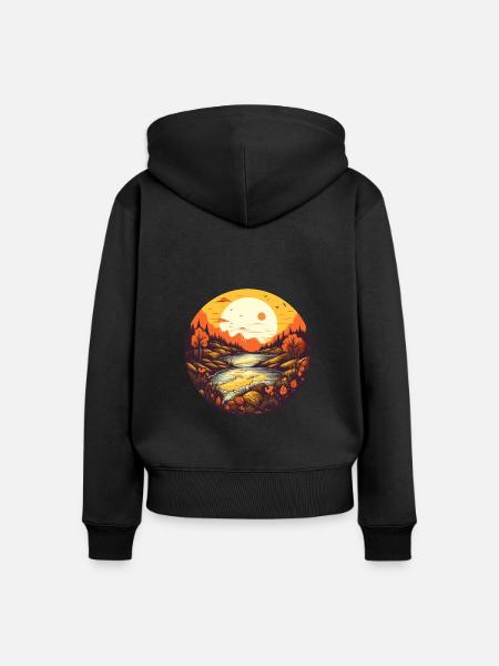 Herbstliche Landschaft - Frauen Premium Bio Zip Hoodie - Schwarz