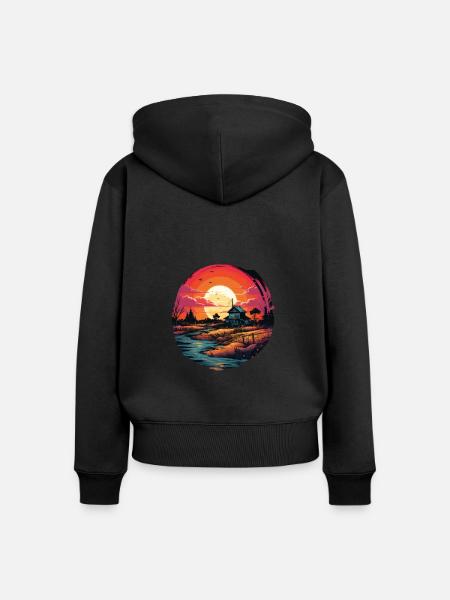 Landschaft - Frauen Premium Bio Zip Hoodie - Schwarz