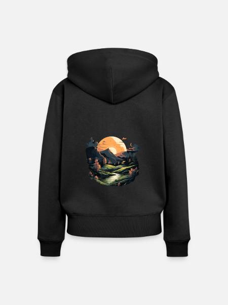 Landschaft - Frauen Premium Bio Zip Hoodie - Schwarz
