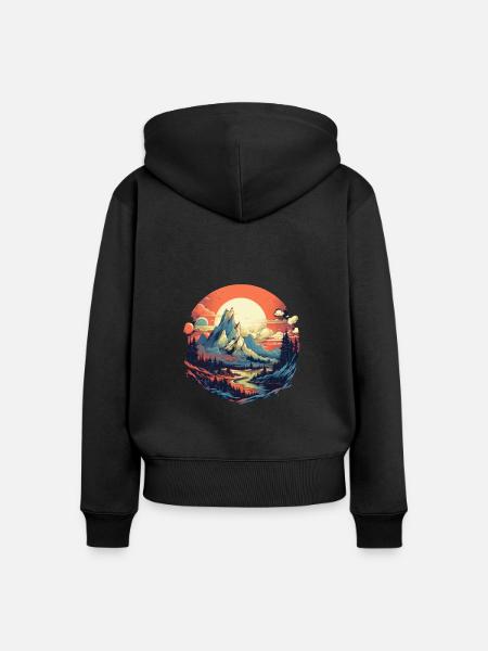 Landschaft - Frauen Premium Bio Zip Hoodie - Schwarz