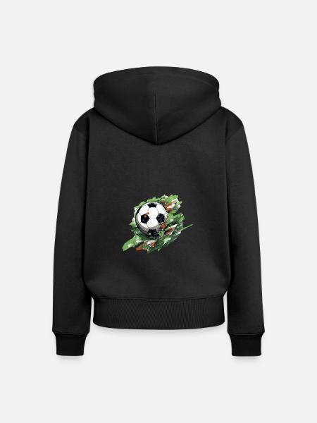 Fußball Ball - Frauen Premium Bio Zip Hoodie - Schwarz