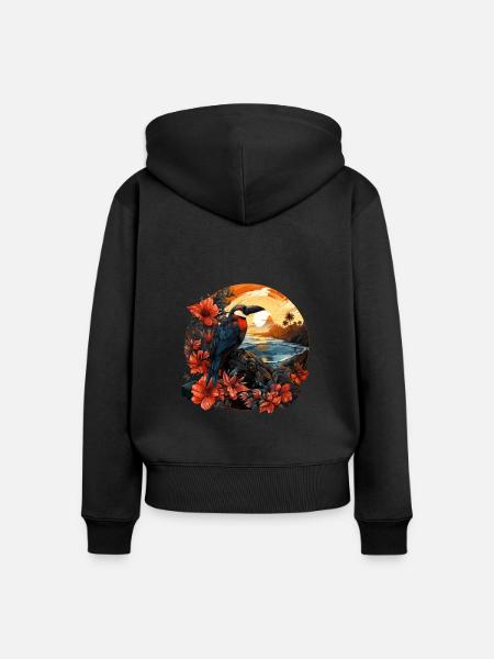 Tropisch - Frauen Premium Bio Zip Hoodie - Schwarz