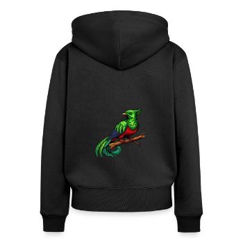 Tropische Wildtierkunst Farbenfroher Quetzal Vogel - Frauen Premium Bio Zip Hoodie - Schwarz - Hinten - Julia (174cm)