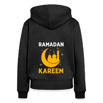Muslim Islam Moslem Muslima Eid Mubarak - Frauen Premium Bio Zip Hoodie - Schwarz - Hinten - Julia (174cm)