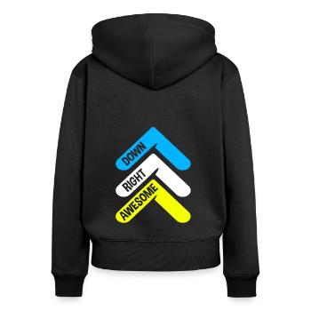 Down Syndrom - Frauen Premium Bio Zip Hoodie - Schwarz - Hinten - Julia (174cm)