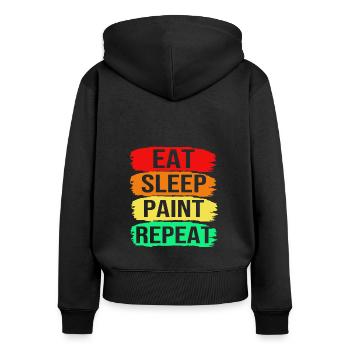 Maler - Frauen Premium Bio Zip Hoodie - Schwarz - Hinten - Julia (174cm)