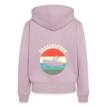 Sauterelle - Sweat à capuche zippé Premium bio Femme - rose poudré - Dos - Julia (174cm)