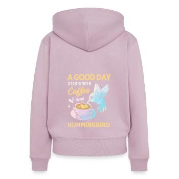 Kolibri - Frauen Premium Bio Zip Hoodie - Altrosa - Hinten - Julia (174cm)