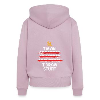architecte - Sweat à capuche zippé Premium bio Femme - rose poudré - Dos - Julia (174cm)