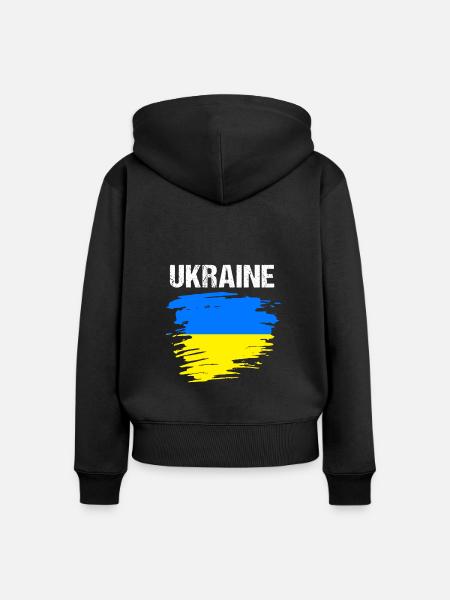 Ukraine - Frauen Premium Bio Zip Hoodie - Schwarz