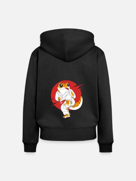 Leopard Gecko - Frauen Premium Bio Zip Hoodie - Schwarz