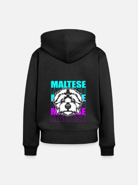 Malteser Hund - Frauen Premium Bio Zip Hoodie - Schwarz