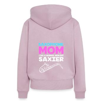 Saxophon Saxophonist - Frauen Premium Bio Zip Hoodie - Altrosa - Hinten - Julia (174cm)