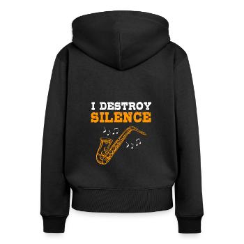Saxophon Saxophonist - Frauen Premium Bio Zip Hoodie - Schwarz - Hinten - Julia (174cm)