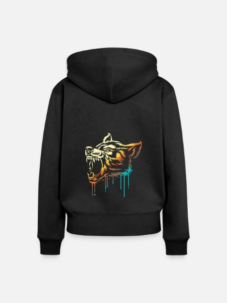 Werwolf - Frauen Premium Bio Zip Hoodie - Schwarz