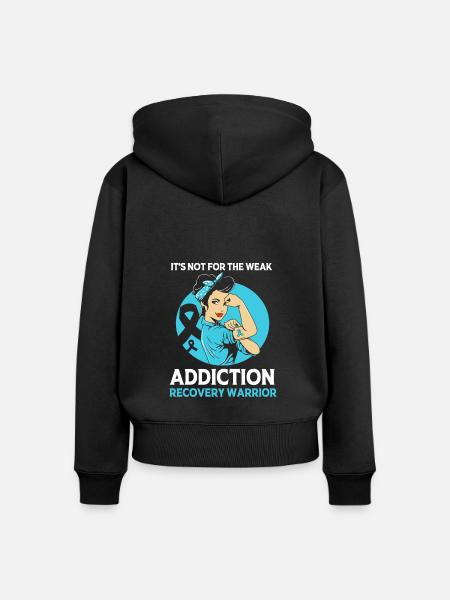 Drogenfrei Sucht Süchtig - Frauen Premium Bio Zip Hoodie - Schwarz