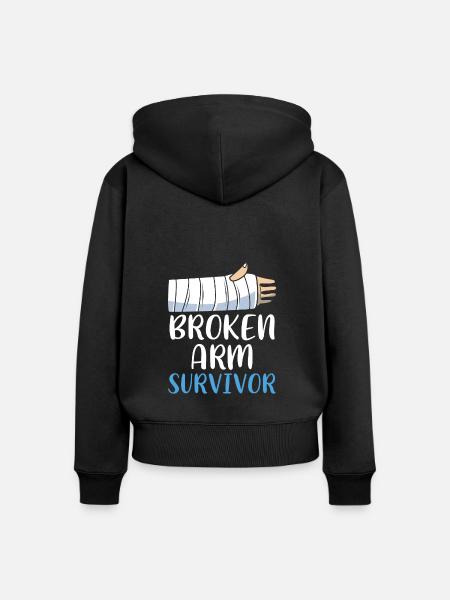 Gebrochener Arm Knochen Knochenbruch - Frauen Premium Bio Zip Hoodie - Schwarz