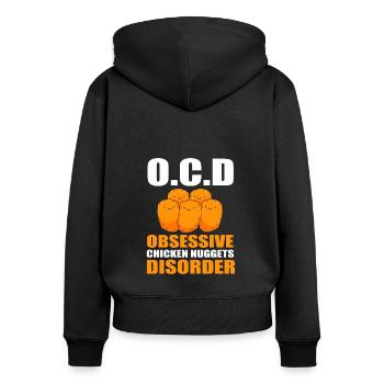 Chicken Nuggets - Frauen Premium Bio Zip Hoodie - Schwarz - Hinten - Julia (174cm)