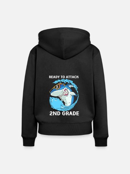 2. Klasse - Frauen Premium Bio Zip Hoodie - Schwarz