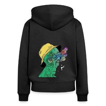 Alien 420 - Frauen Premium Bio Zip Hoodie - Schwarz - Hinten - Julia (174cm)