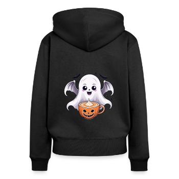 Ghost Ghost Halloween Pumpkin Bat Funny - Women's Premium Organic Zip Hoodie - black - Back - Julia (174cm)