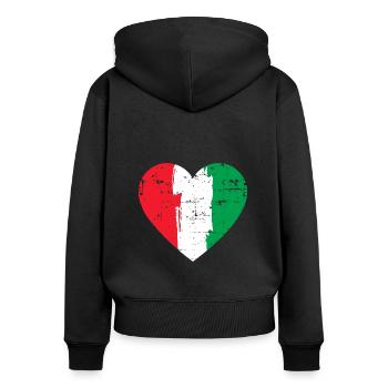 Italien Herz Flagge - Frauen Premium Bio Zip Hoodie - Schwarz - Hinten - Julia (174cm)