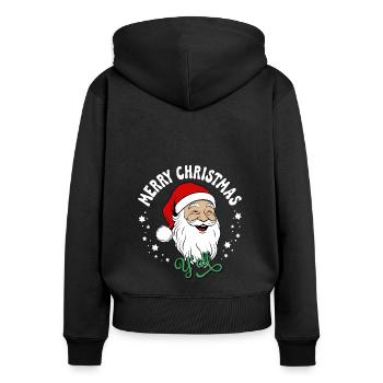 Merry Christmas Ugly Christmas Sweater Weihnachten - Frauen Premium Bio Zip Hoodie - Schwarz - Hinten - Julia (174cm)