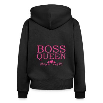 Boss Queen Lady Ladies Gift - Women's Premium Organic Zip Hoodie - black - Back - Julia (174cm)
