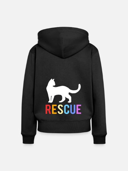 Katzenrettung Tierrechte Tierrettung Tierheim - Frauen Premium Bio Zip Hoodie - Schwarz