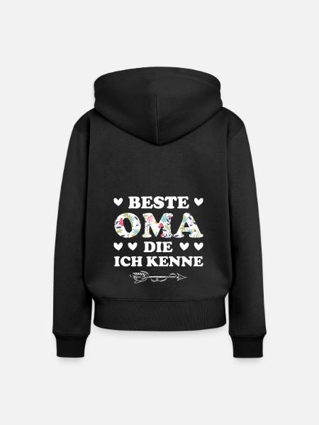 Oma Großmutter Großeltern Geschenk - Frauen Premium Bio Zip Hoodie - Schwarz