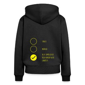 Béton Pavé Bétonnière Bétonnière - Sweat à capuche zippé Premium bio Femme - noir - Dos - Julia (174cm)