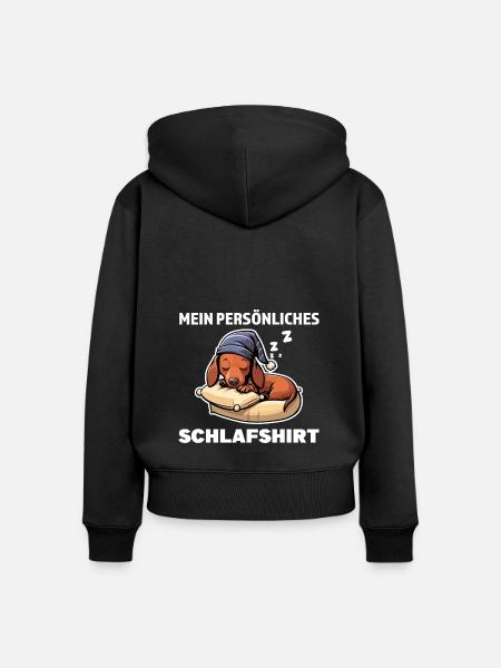 Schlafshirt Dachshund Schlafanzug Geschenk - Frauen Premium Bio Zip Hoodie - Schwarz