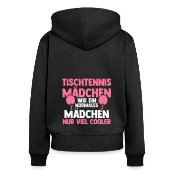 Tischtennis Mädchen Tischtennisspieler Geschenk - Frauen Premium Bio Zip Hoodie - Schwarz - Hinten - Julia (174cm)