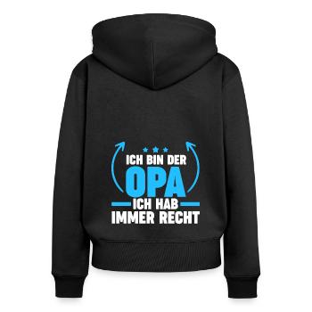 Opa Großvater Großväter Geschenk - Frauen Premium Bio Zip Hoodie - Schwarz - Hinten - Julia (174cm)