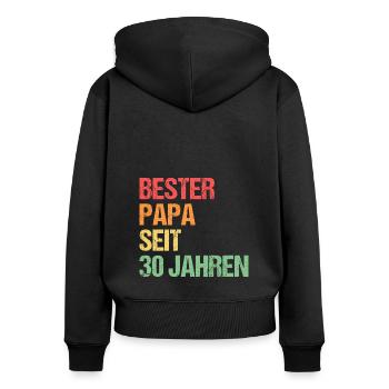 Papa 30 Jahre Vater Geschenk - Frauen Premium Bio Zip Hoodie - Schwarz - Hinten - Julia (174cm)