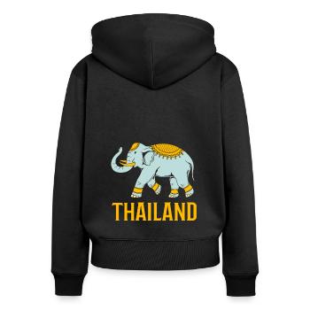 Thaïlande - Sweat à capuche zippé Premium bio Femme - noir - Dos - Julia (174cm)