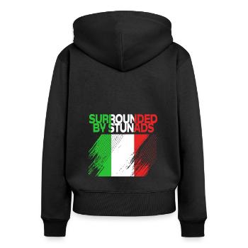 Italienisch Italia Italien - Frauen Premium Bio Zip Hoodie - Schwarz - Hinten - Julia (174cm)