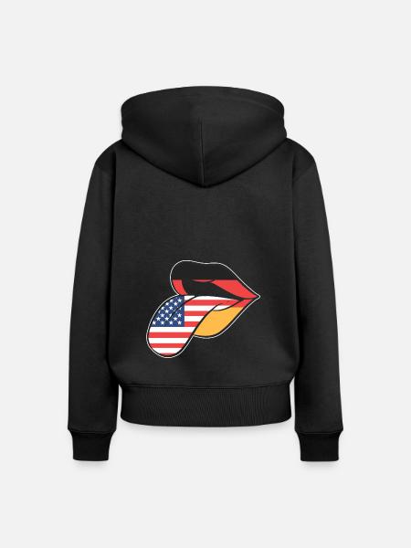 Amerikanisch Deutsch - Frauen Premium Bio Zip Hoodie - Schwarz
