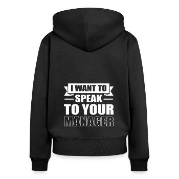 Karen - Frauen Premium Bio Zip Hoodie - Schwarz - Hinten - Julia (174cm)