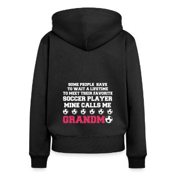 Fußball Oma Enkelin Fußball Oma Sport Geschenk - Frauen Premium Bio Zip Hoodie - Schwarz - Hinten - Julia (174cm)