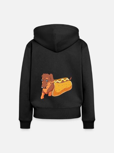 Hot Dog Imbiss - Frauen Premium Bio Zip Hoodie - Schwarz