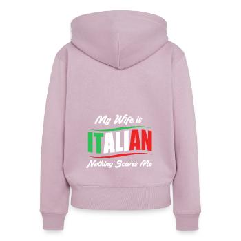Italienisch Italia Italien - Frauen Premium Bio Zip Hoodie - Altrosa - Hinten - Julia (174cm)