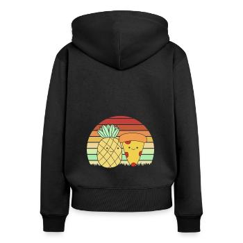 Pizza Hawaï Pizza Ananas - Sweat à capuche zippé Premium bio Femme - noir - Dos - Julia (174cm)